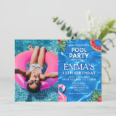 プールの写真の誕生日パーティー 招待状 (スタンド正面)