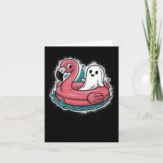 プールの夏のハーフおもしろいに不気味幽霊 カード (正面)