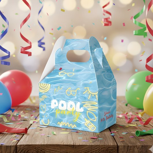 プールの夏ネオンの雰囲気 誕生日パーティー フェイバーボックス