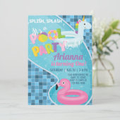 プールの女の子の誕生日の招待、プールの招待状。 招待状 (スタンド正面)