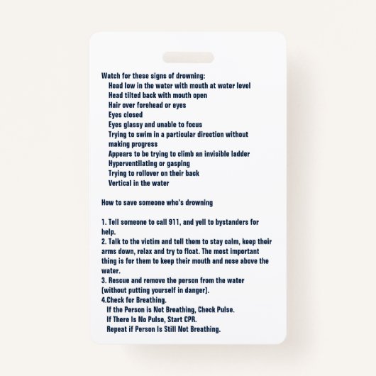 プールの安全モニター バッジ (裏面)