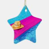 プールの帽子が付いているピンクの空気mattrass セラミックオーナメント (右)