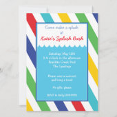 プールの滑り台パーティー誕生日招待状 招待状 (裏面)