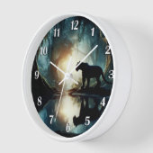 プールの白い数字に反映された黒いヒョウ 壁時計 (傾斜)