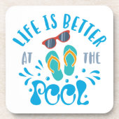 プールの素敵な夏のデザインで人生は良い コースター (正面)