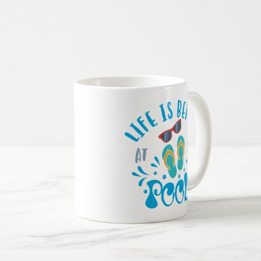 プールの素敵な夏のデザインで人生は良い コーヒーマグカップ (正面右)