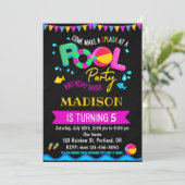 プールの誕生日の招待プールパーティーガールウォーターおもしろい 招待状 (スタンド正面)