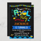 プールの誕生日の招待ボーイプールパーティー招待状 招待状 (正面/裏面)