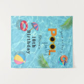 プールの誕生日パーティーのテーマ タペストリー (正面(横))