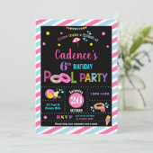 プールの誕生日パーティーの女の子 招待状 (スタンド正面)