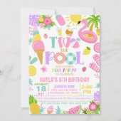 プールの誕生日パーティーの招待状2 招待状 (正面)