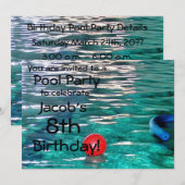 プールの誕生日パーティー招待状 招待状 (正面/裏面)