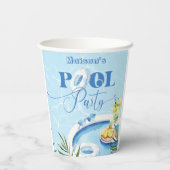 プールの誕生日パーティー青い水泳 紙コップ (裏面)