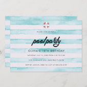 プールの誕生日パーティー 招待状 (正面/裏面)