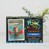 プールの誕生日招待状 プールパーティーの飛沫招待 招待状 (スタンド正面)