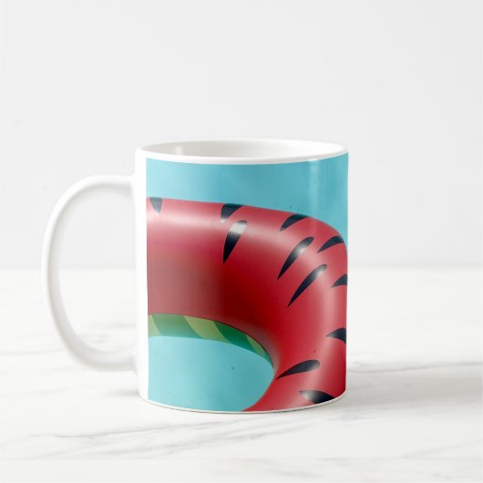 プールの赤と緑の救命ブイ コーヒーマグカップ (左)