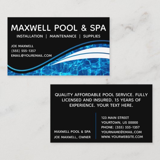 プールの青海原の水のさざ波 名刺 (正面/裏面)