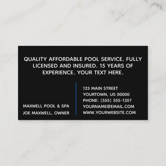 プールの青海原の水のさざ波 名刺 (裏面)