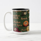 プールの鮫のビリヤードボールの背景のマグ ツートーンマグカップ (左)