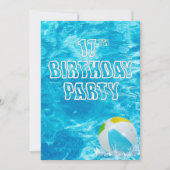 プールの17歳誕生日パーティー招待状 招待状 (正面)