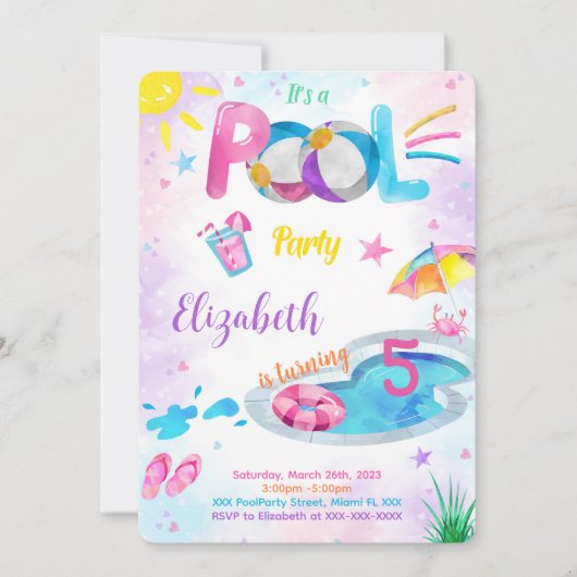 プールへの招待 招待状 (正面)