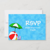 プールまたはビーチパーティー3.5x5編集可能RSVPカード 招待状 (正面)
