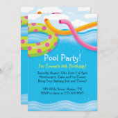 プールを囲んでのパーティのテーマの招待状 招待状 (正面/裏面)