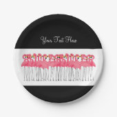 プールを囲んでのパーティのピンクのフラミンゴのデザイン ペーパープレート (正面)