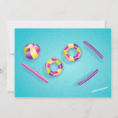 プールを囲んでのパーティのプールは誕生日の招待状をもてあそびます 招待状 (裏面)