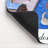 プールを囲んでのパーティのラブラドールのおもしろいの絵を描くこと マウスパッド (コーナー)