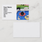 プールを囲んでのパーティのラブラドール 名刺 (正面/裏面)