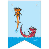 プールを囲んでのパーティの歓迎、水玉模様のカワウソ バンティングフラッグ (第1の旗)