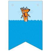 プールを囲んでのパーティの歓迎、水玉模様のカワウソ バンティングフラッグ (第3の旗)