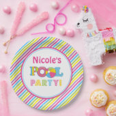 プールを囲んでのパーティの紙皿、女の子のプールを囲んでのパーティの装飾 ペーパープレート (パーティー)