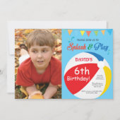 プールを囲んでのパーティの誕生日の招待状のSplishのしぶきの男の子 招待状 (正面)