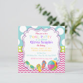 プールを囲んでのパーティの誕生日の招待状 招待状 (スタンド正面)