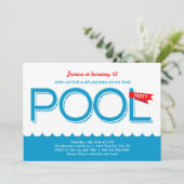 プールを囲んでのパーティの誕生日の招待状 招待状 (スタンド正面)