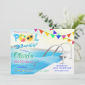 プールを囲んでのパーティの誕生日の招待状 招待状 (スタンド正面)