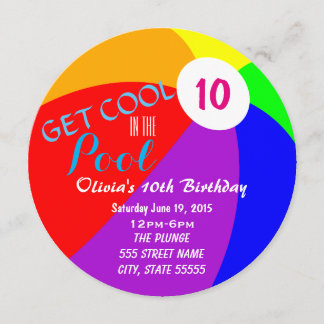 プールを囲んでのパーティの誕生日の招待 招待状