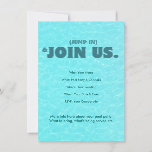 プールを囲んでのパーティのSplishのしぶきの招待状 招待状 (裏面)