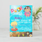 プールを囲んでのパーティは水泳の誕生日をからかいます 招待状 (スタンド正面)
