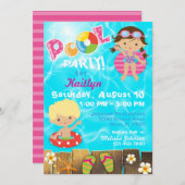 プールを囲んでのパーティは水泳の誕生日をからかいます 招待状 (正面/裏面)