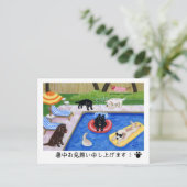 プールを囲んでのパーティラブラドール ポストカード (スタンド正面)