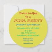 プールを囲んでのパーティ|のビーチボールの招待状 招待状 (裏面)