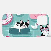 プールを持つ犬のフロート、ヴィンテージパターン。 Case-Mate iPhoneケース (裏面 (横))