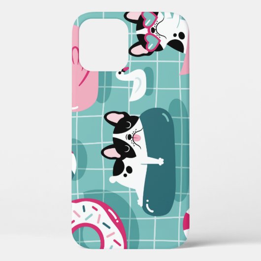 プールを持つ犬のフロート、ヴィンテージパターン。 Case-Mate iPhoneケース (裏面)