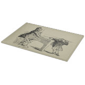 プールを遊んでいる2人の鉛筆のスケッチ カッティングボード (角)