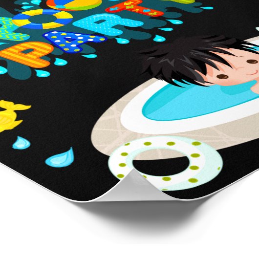 プールウェルカムパーティー署名ボーイウォータースライドプールパーティー ポスター (角)