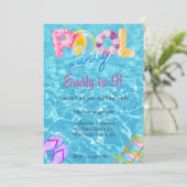 プールウォーターカラフルプールパーティーサマー誕生日 招待状 (スタンド正面)