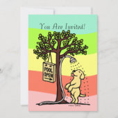 プールオープンおもしろいイエローラブラドール漫画 招待状 (正面)